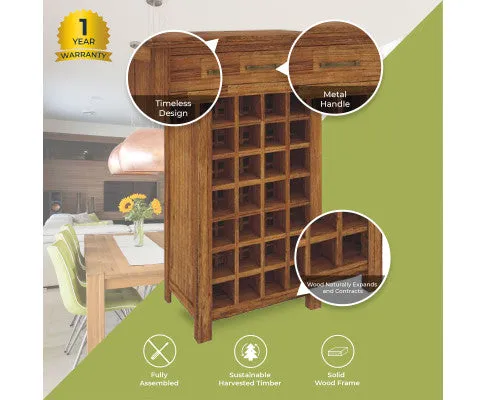 Birdsville Wine Rack 28 Bottle Sideboard Buffet Cabinet Wooden Storage - Brown