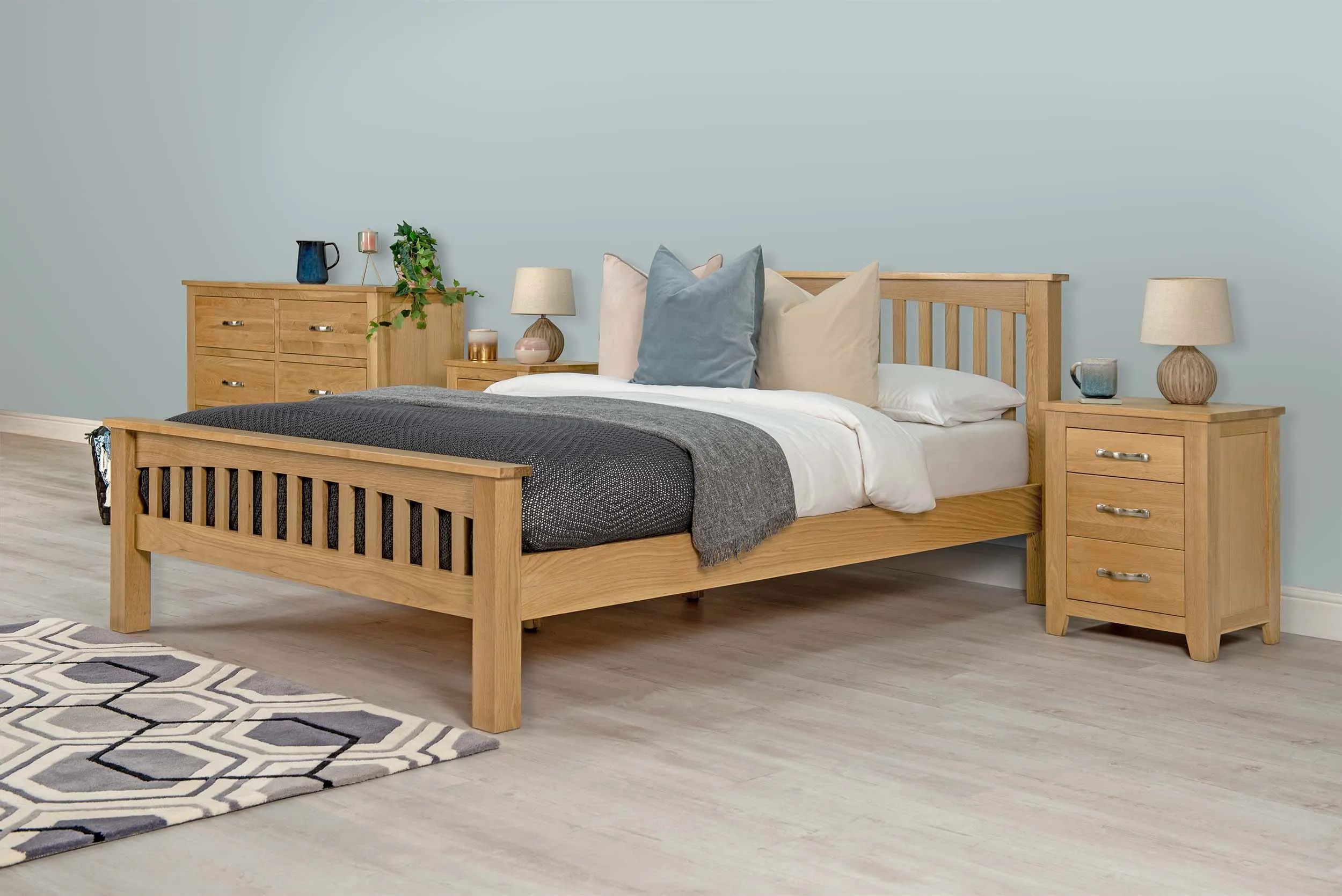 Boston Solid Natural Oak Bed Frame - 6ft Super King