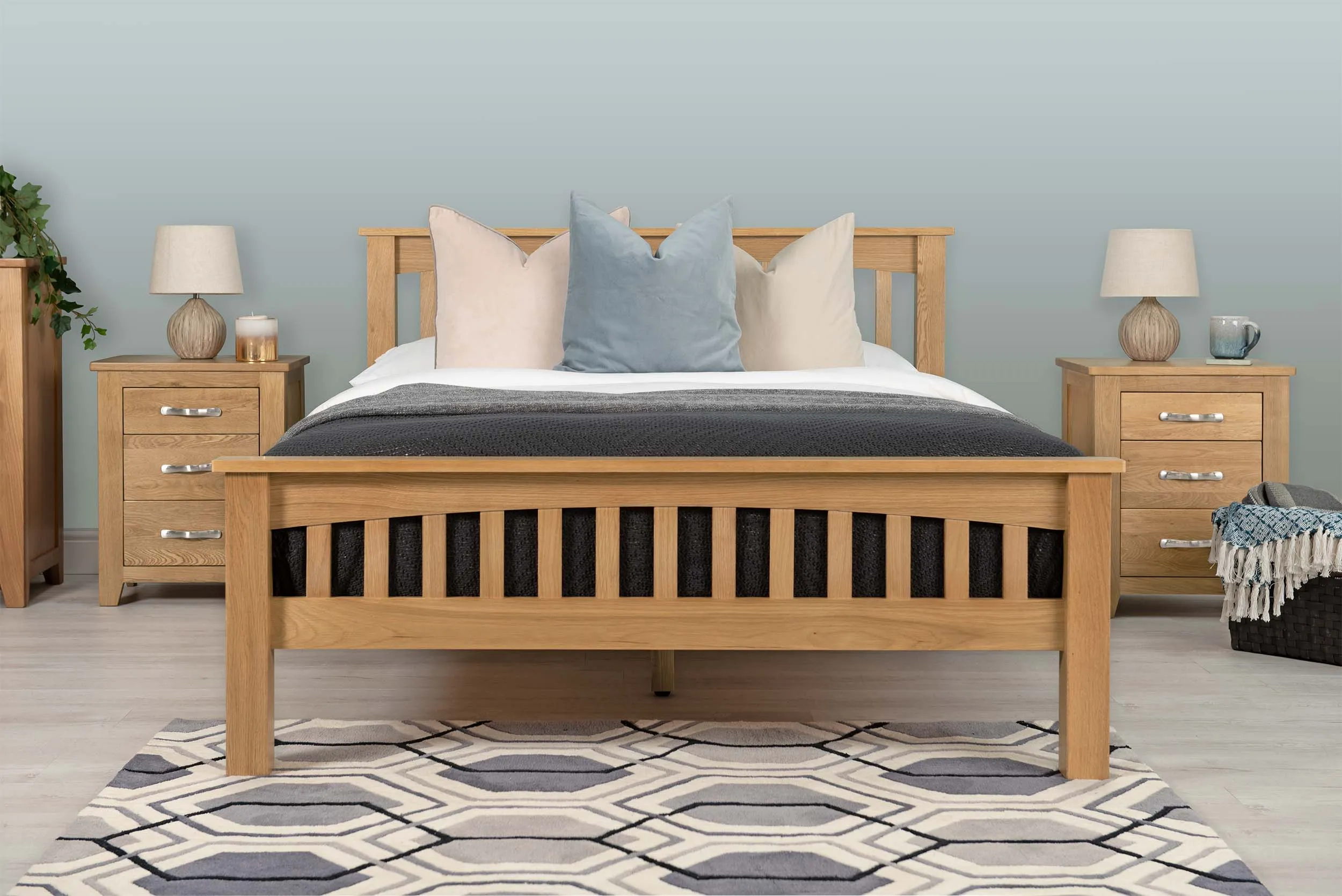 Boston Solid Natural Oak Bed Frame - 6ft Super King