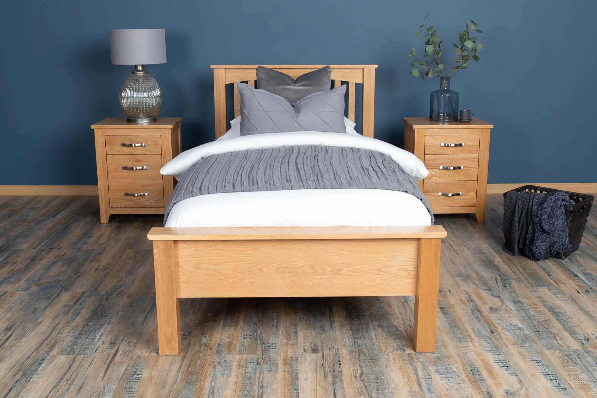 Boston Solid Natural Oak Bed Frame - Low Foot End - 3ft Single