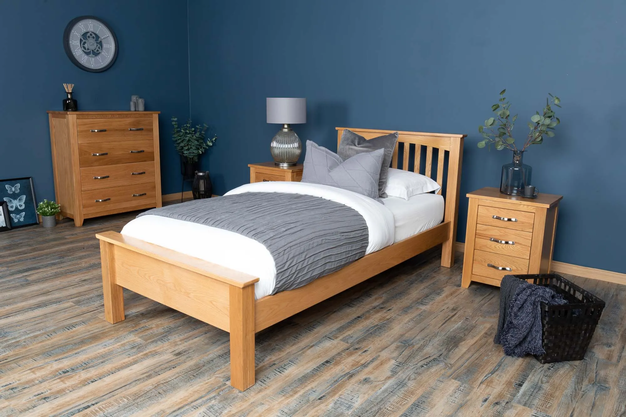 Boston Solid Natural Oak Bed Frame - Low Foot End - 3ft Single