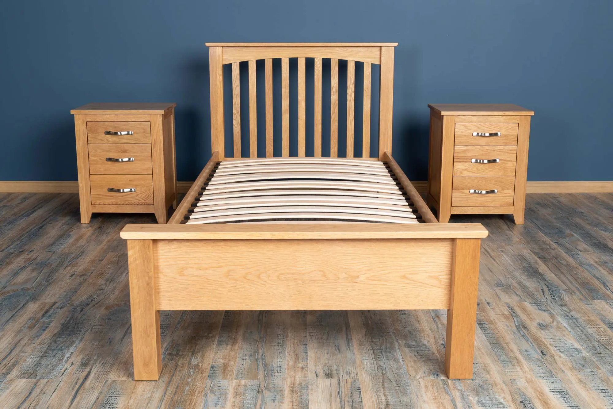 Boston Solid Natural Oak Bed Frame - Low Foot End - 3ft Single