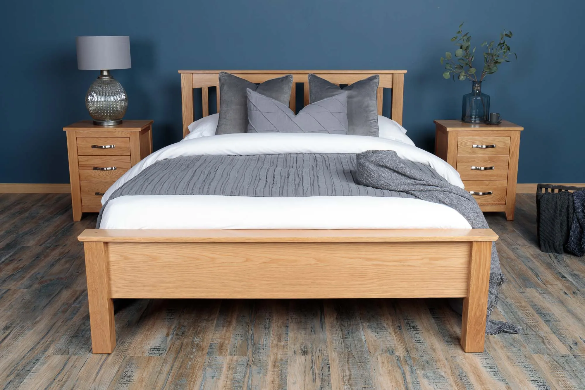 Boston Solid Natural Oak Bed Frame - Low Foot End - 6ft Super King