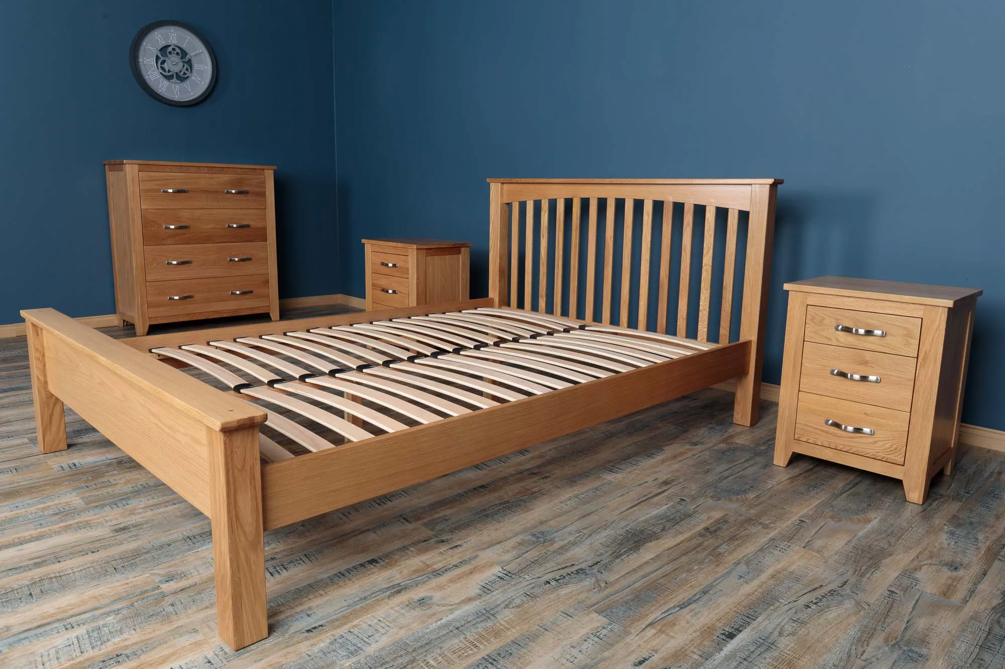 Boston Solid Natural Oak Bed Frame - Low Foot End - 6ft Super King