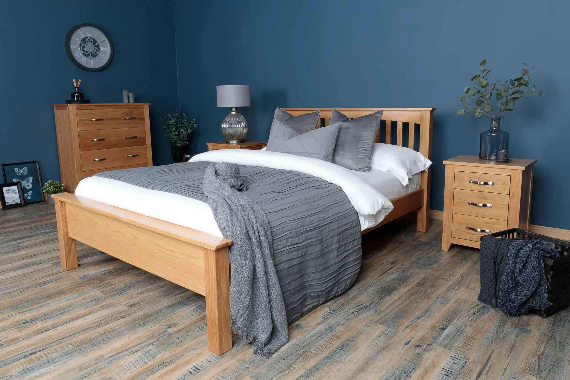 Boston Solid Natural Oak Bed Frame - Low Foot End - 6ft Super King