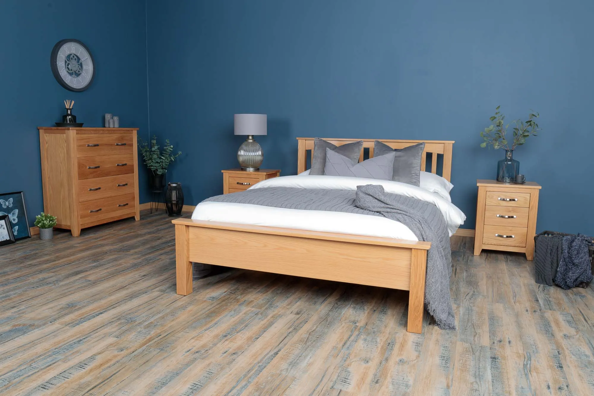 Boston Solid Natural Oak Bed Frame - Low Foot End - 6ft Super King