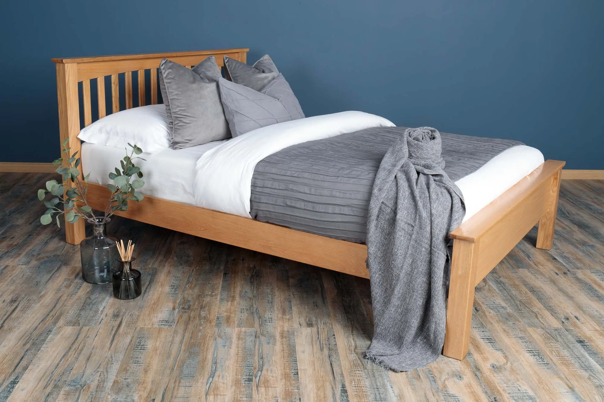 Boston Solid Natural Oak Bed Frame - Low Foot End - 6ft Super King