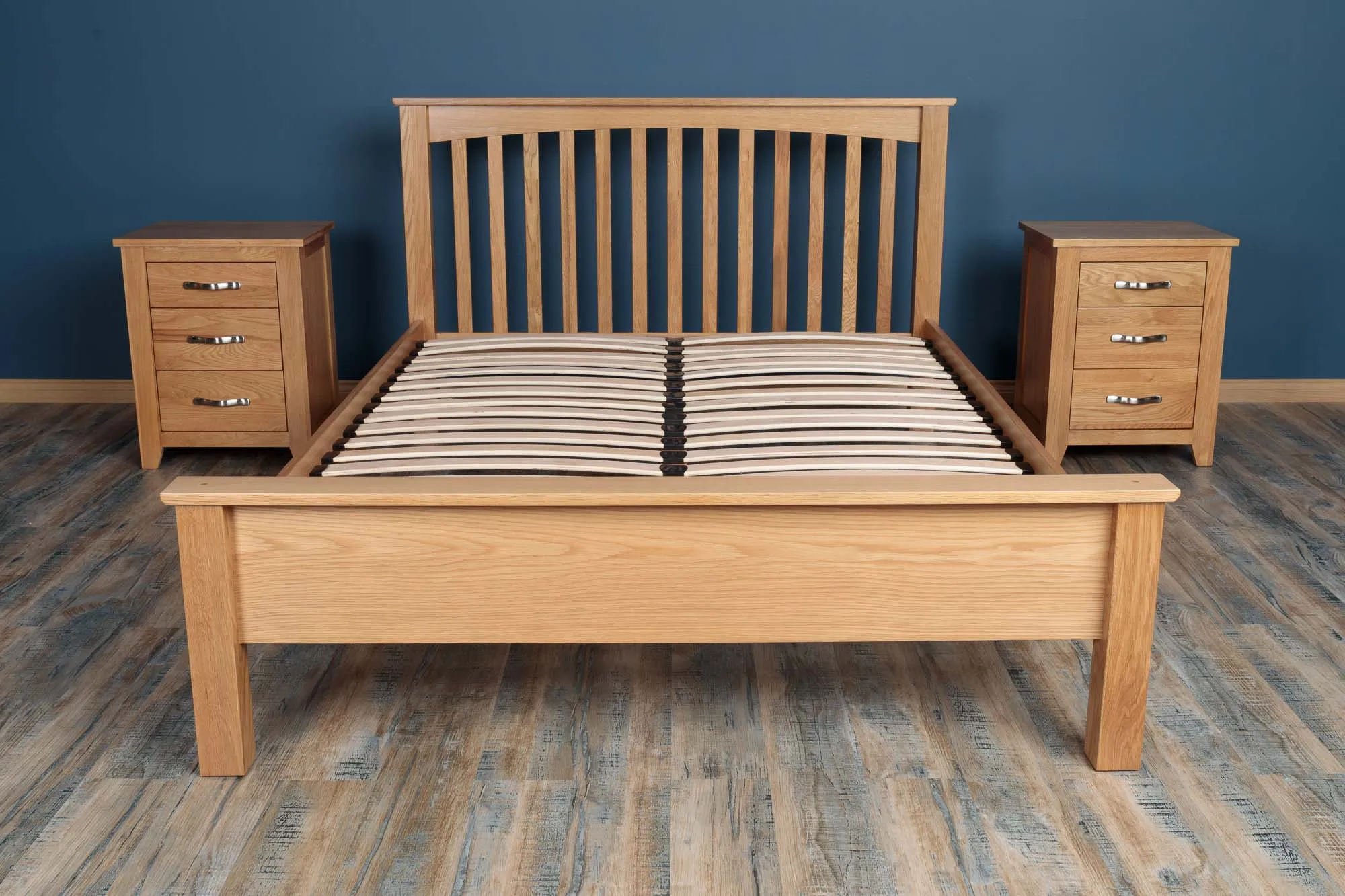 Boston Solid Natural Oak Bed Frame - Low Foot End - 6ft Super King