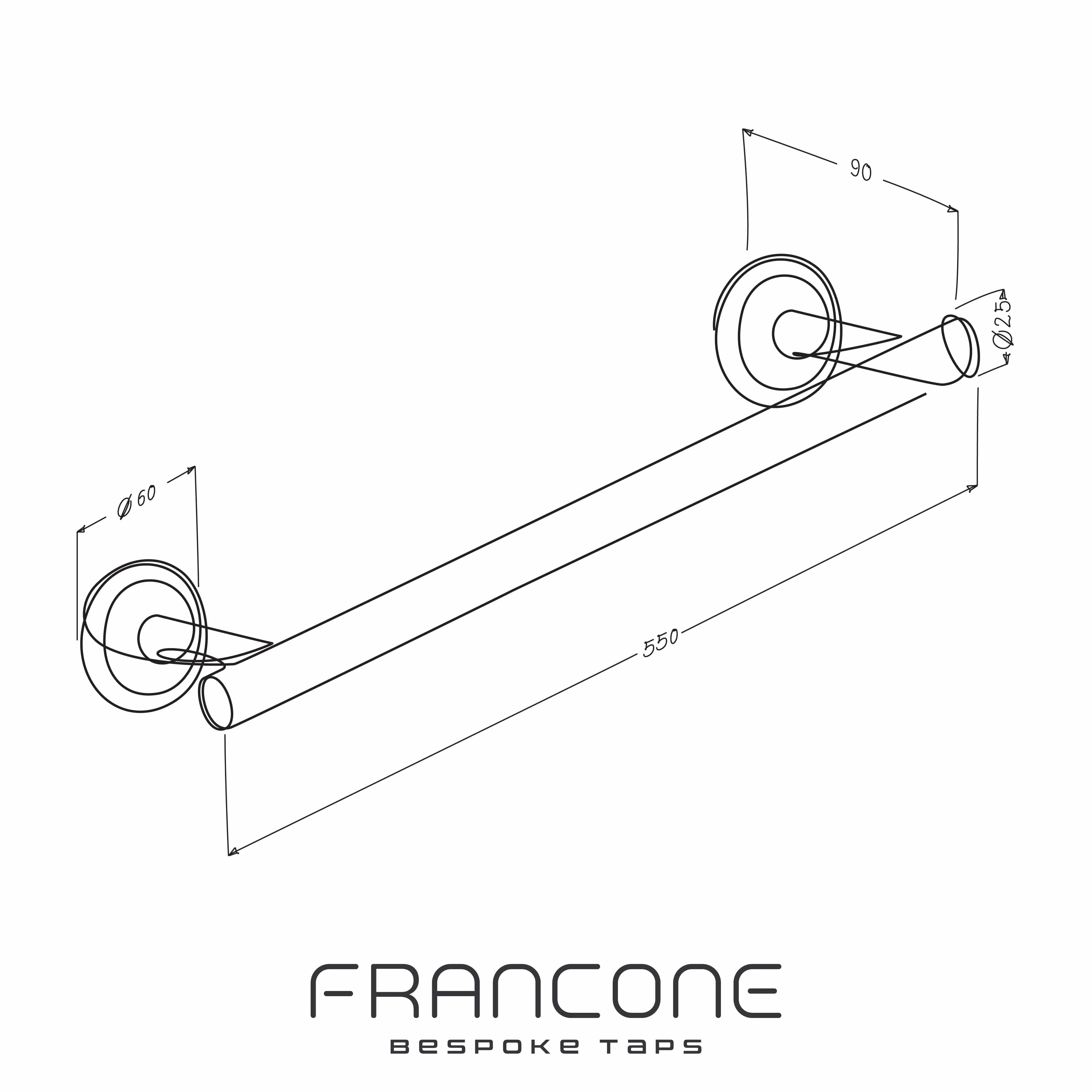 BTA24 Towel rail in solid brass