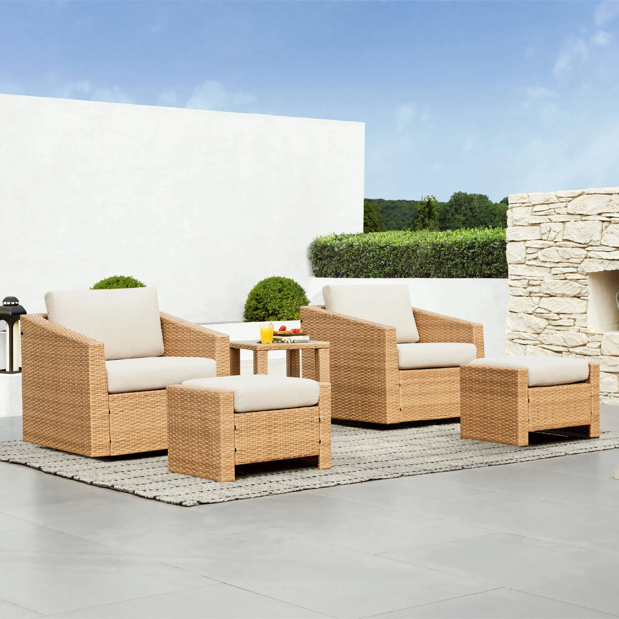 Calum Rattan Outdoor 5-Piece Patio Set