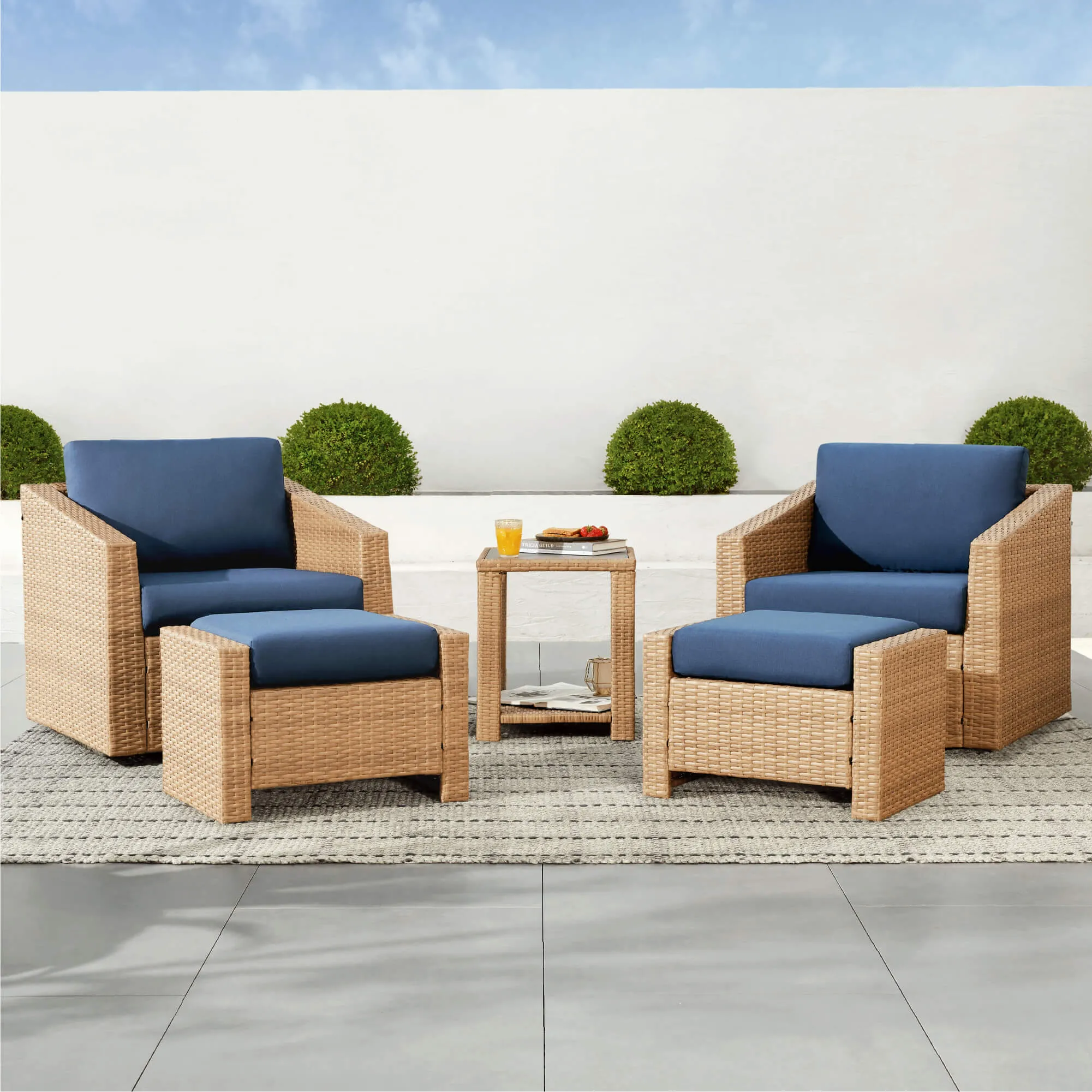 Calum Rattan Outdoor 5-Piece Patio Set