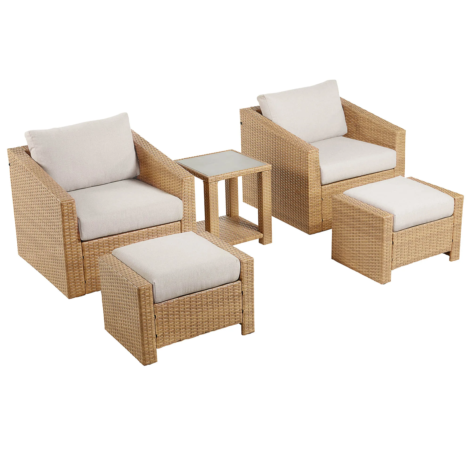 Calum Rattan Outdoor 5-Piece Patio Set