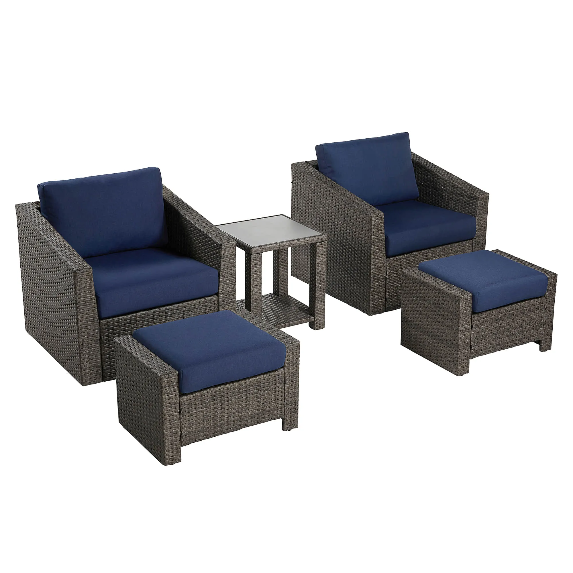 Calum Rattan Outdoor 5-Piece Patio Set