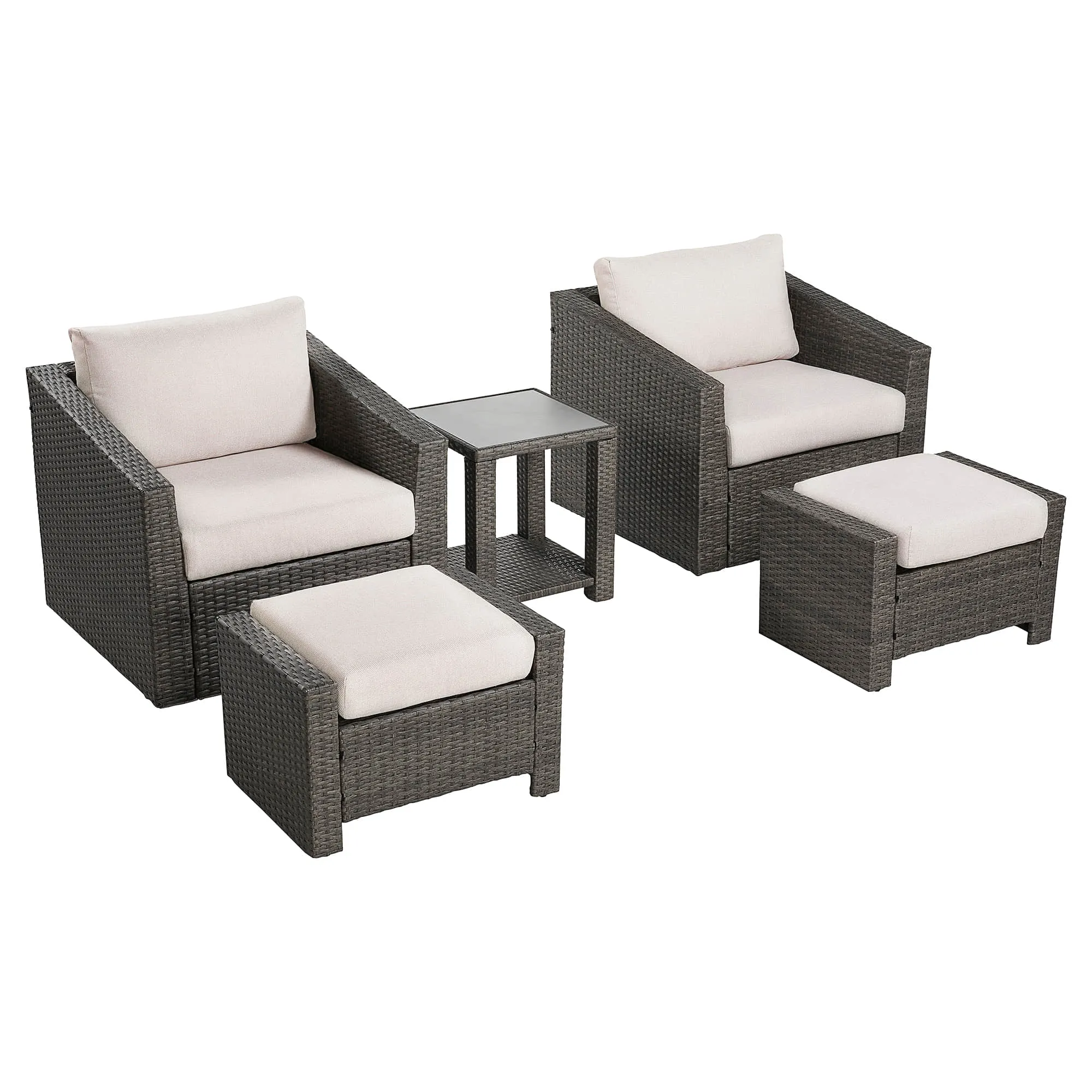 Calum Rattan Outdoor 5-Piece Patio Set