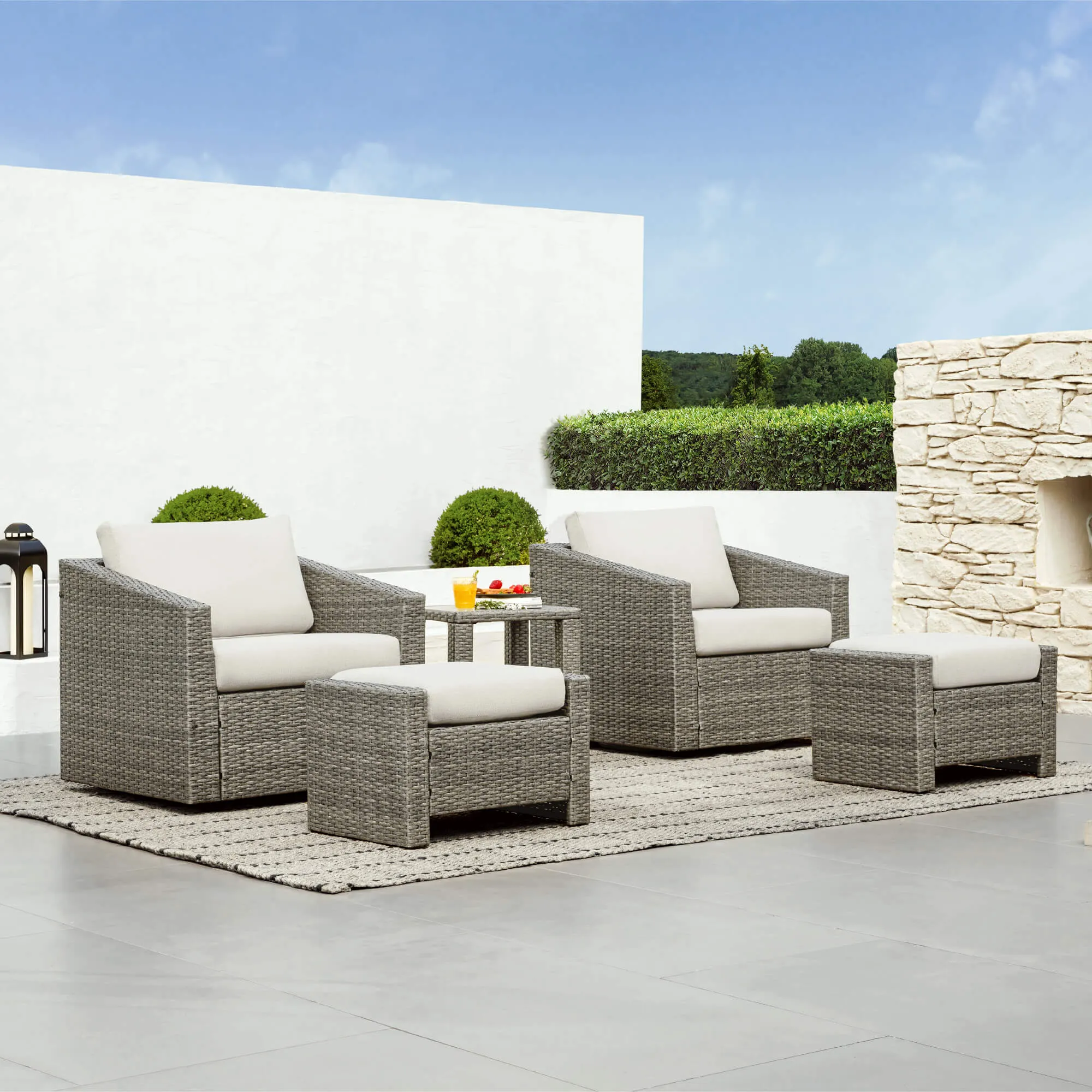 Calum Rattan Outdoor 5-Piece Patio Set