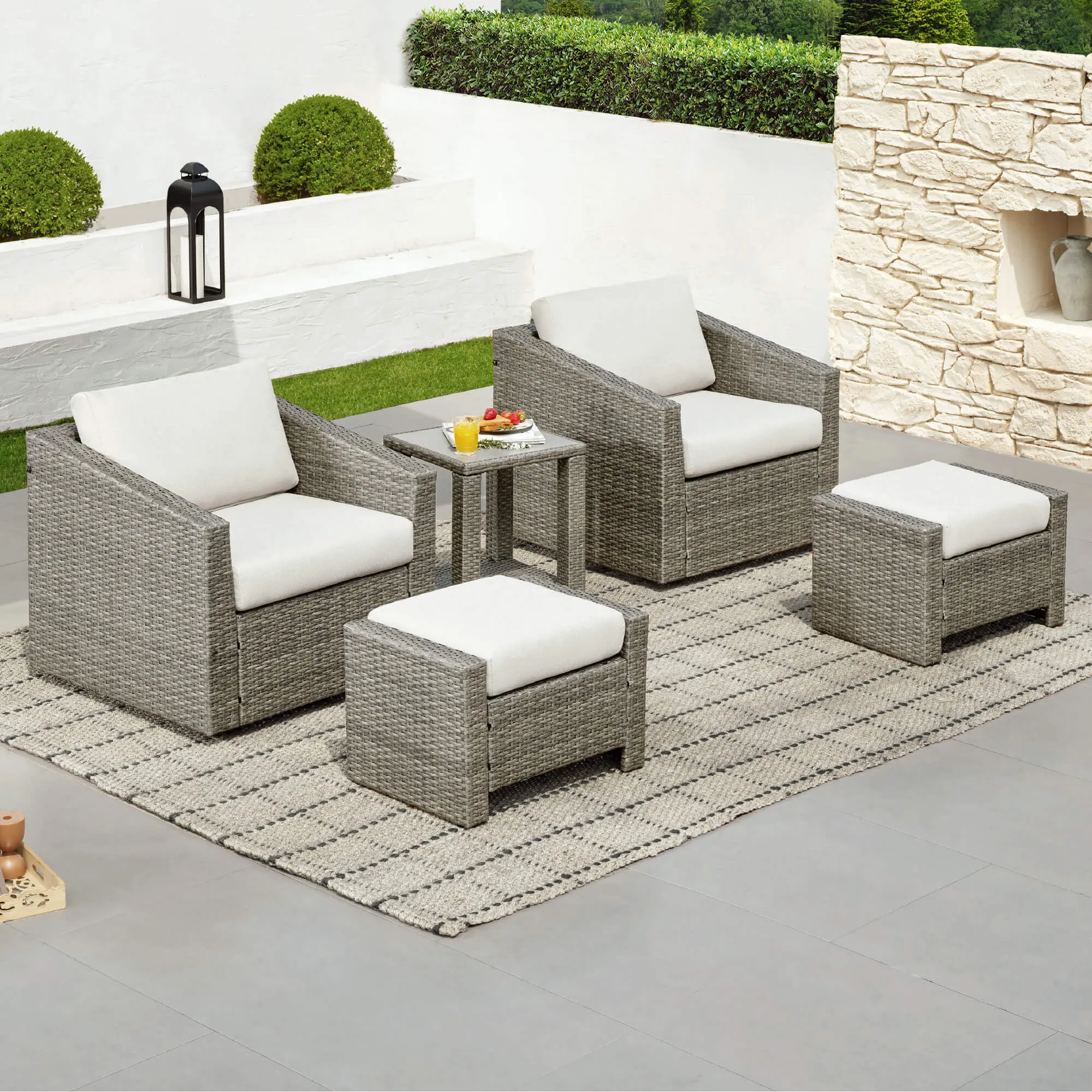 Calum Rattan Outdoor 5-Piece Patio Set