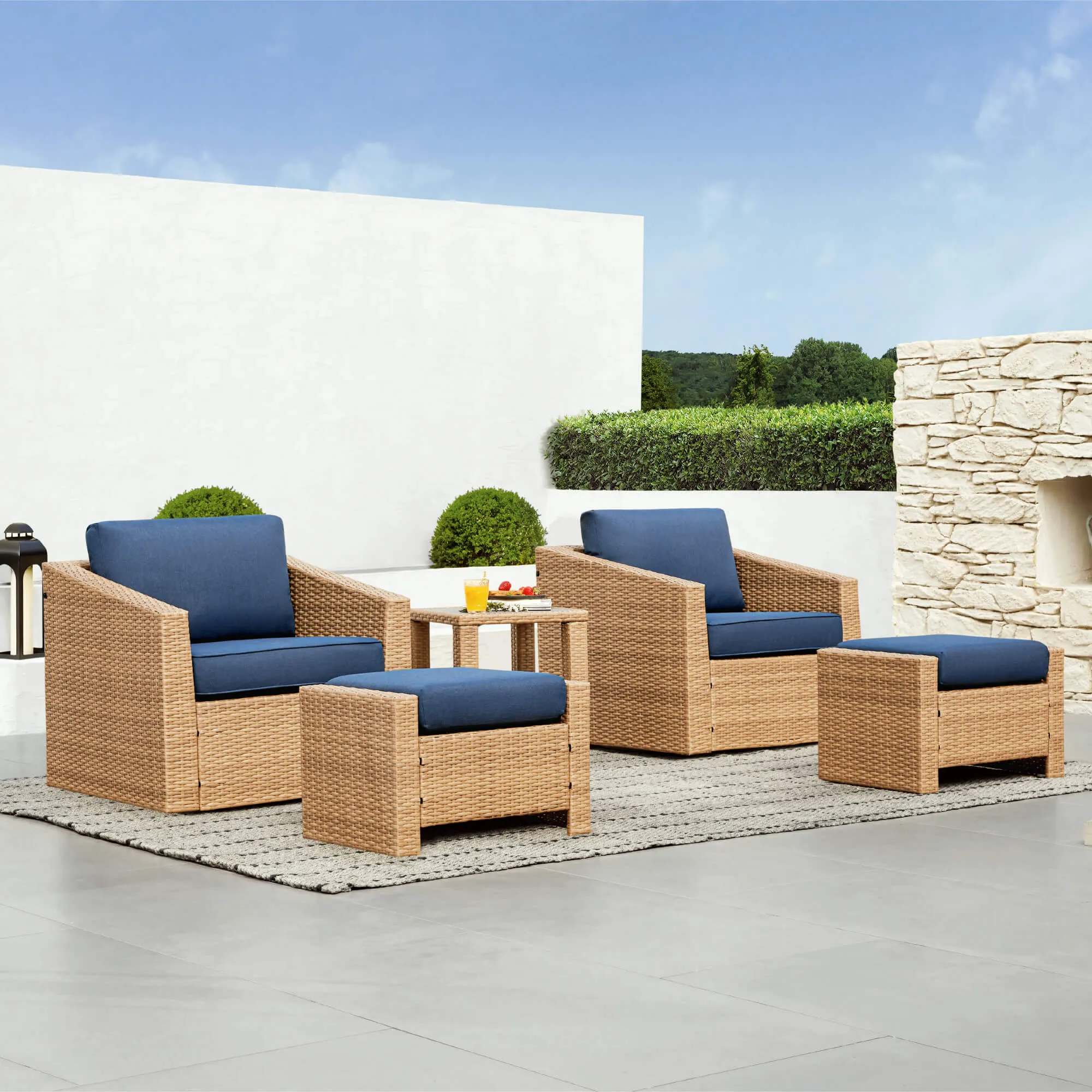 Calum Rattan Outdoor 5-Piece Patio Set