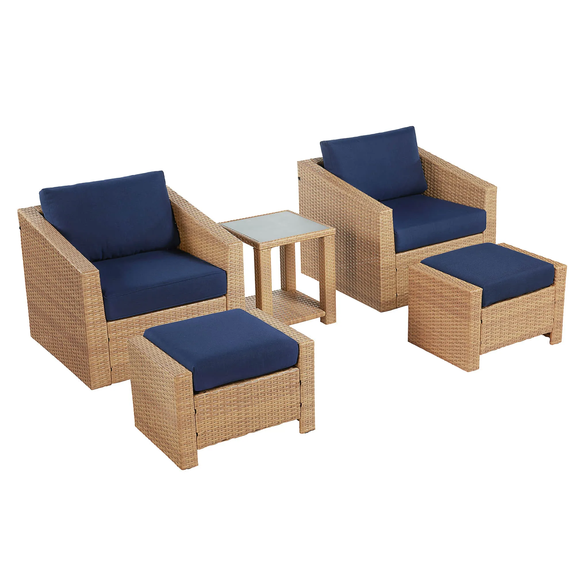 Calum Rattan Outdoor 5-Piece Patio Set