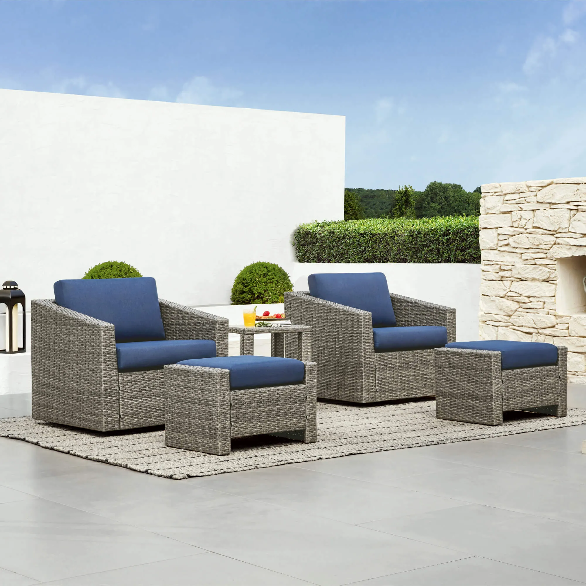 Calum Rattan Outdoor 5-Piece Patio Set