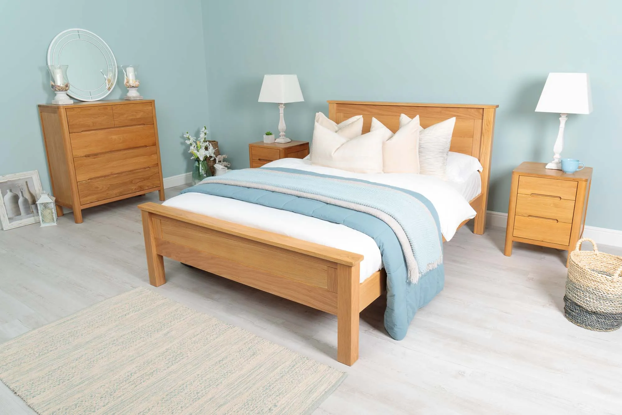 Capri Solid Natural Oak Bed Frame - 4ft6 Double