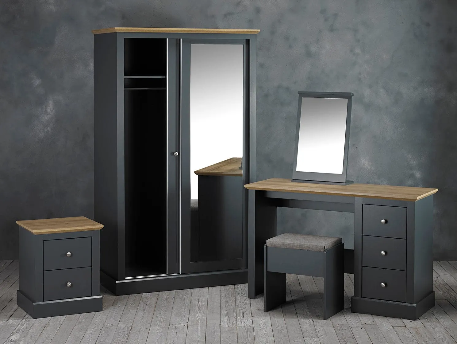 CLEARANCE Devon Dressing Table Set Charcoal