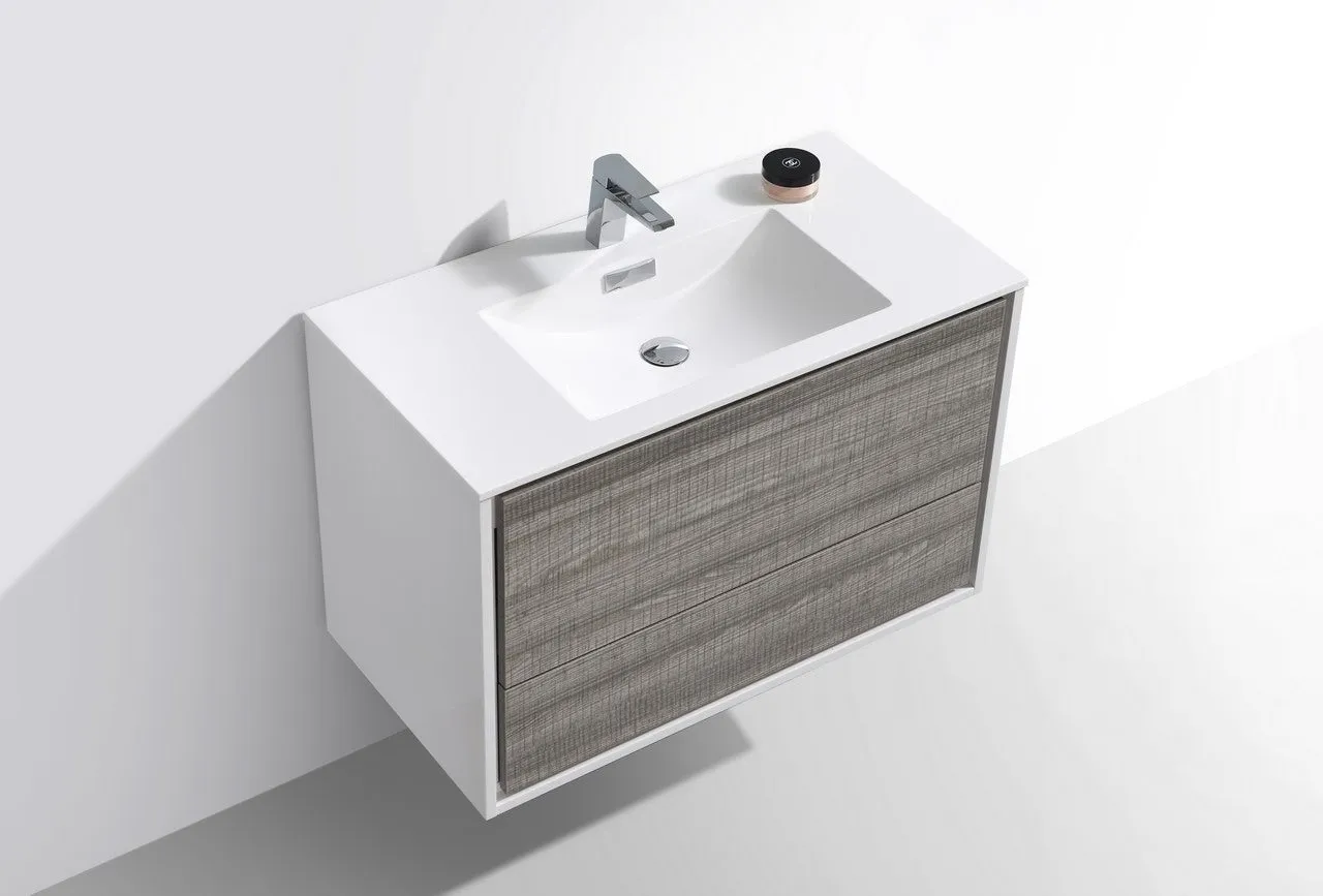 DL36HG, 36″ ASH GREY WALL MOUNT MODERN BATHROOM VANITY