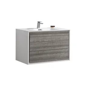 DL36HG, 36″ ASH GREY WALL MOUNT MODERN BATHROOM VANITY