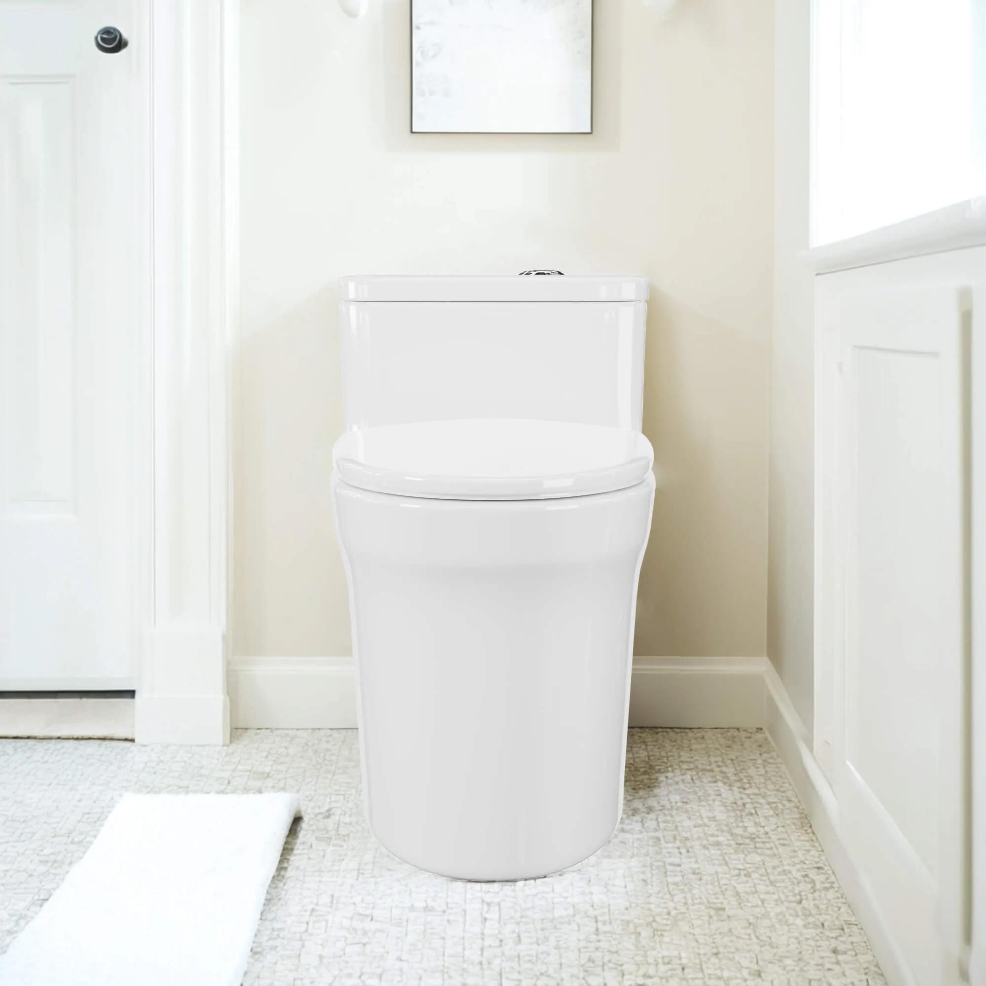 Dual Flush Elevated Standard One Piece Toilet for Bathroom Comfort Height in White