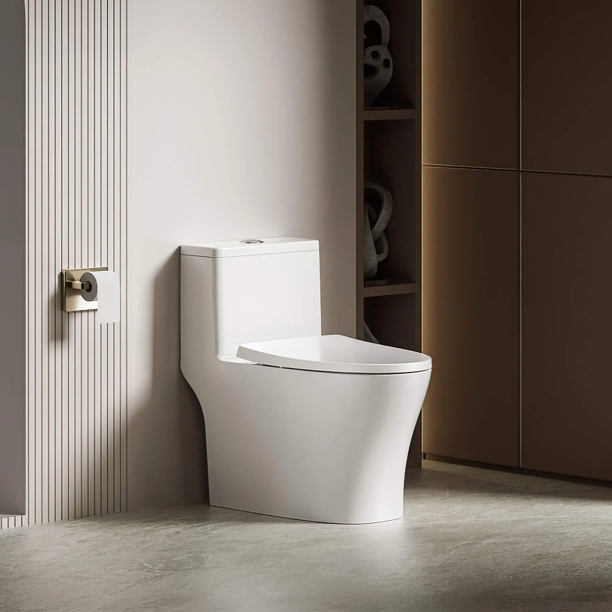 Dual Flush Elevated Standard One Piece Toilet for Bathroom Comfort Height in White