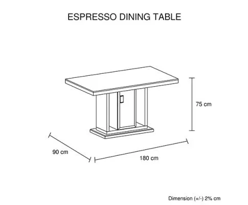 Espresso Dining Table Black Glass & White Painting