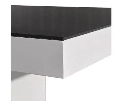 Espresso Dining Table Black Glass & White Painting