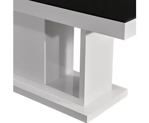 Espresso Dining Table Black Glass & White Painting