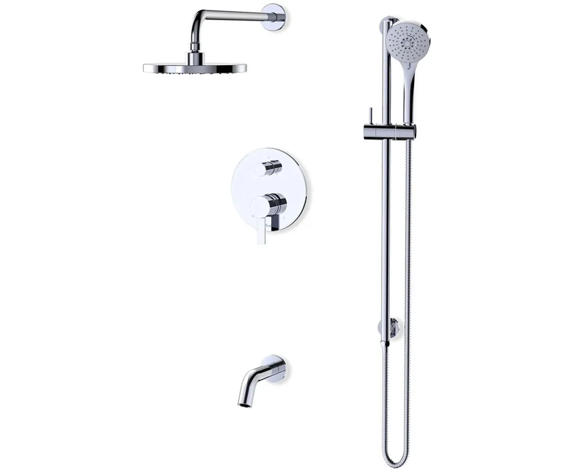 FLUID- Citi Series 8" Shower Head, Hand Shower and Tub Spout Kit   Control valve, Chrome