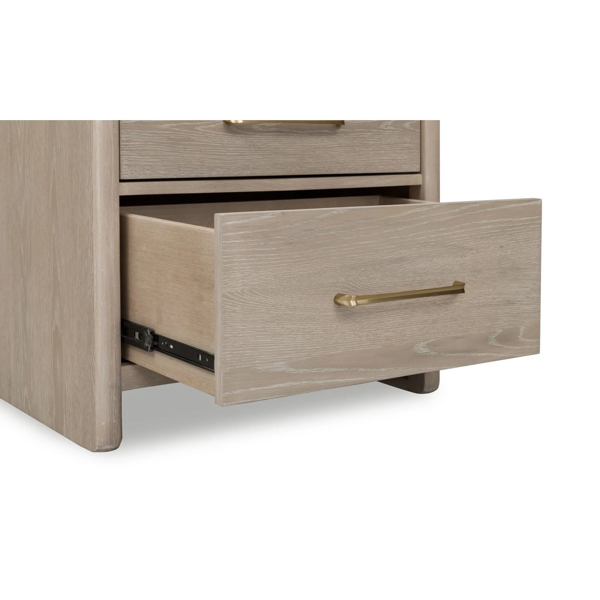 Gardenia 2 Drawer Oak Wood Nightstand in Chai