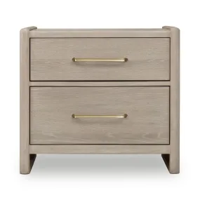 Gardenia 2 Drawer Oak Wood Nightstand in Chai