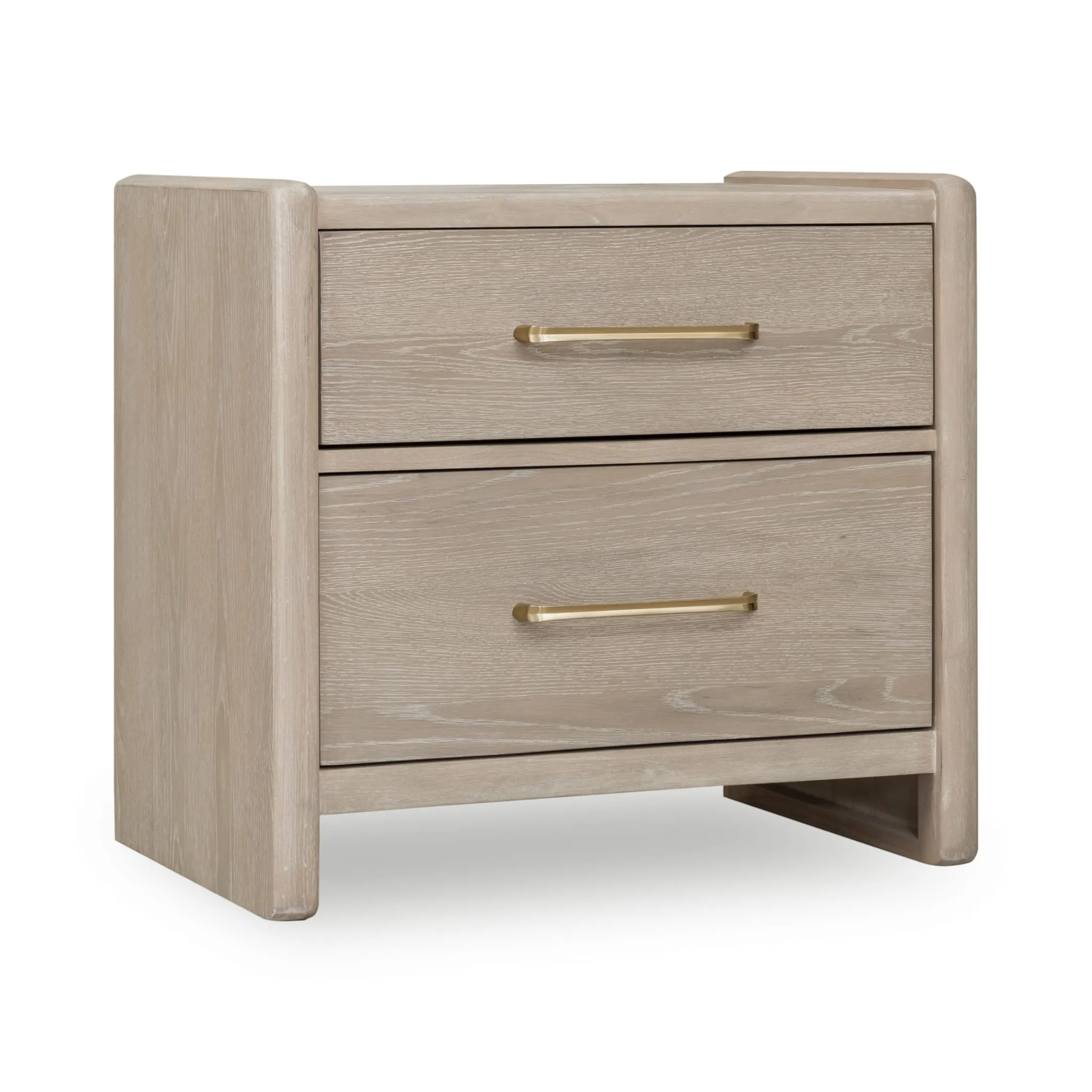 Gardenia 2 Drawer Oak Wood Nightstand in Chai