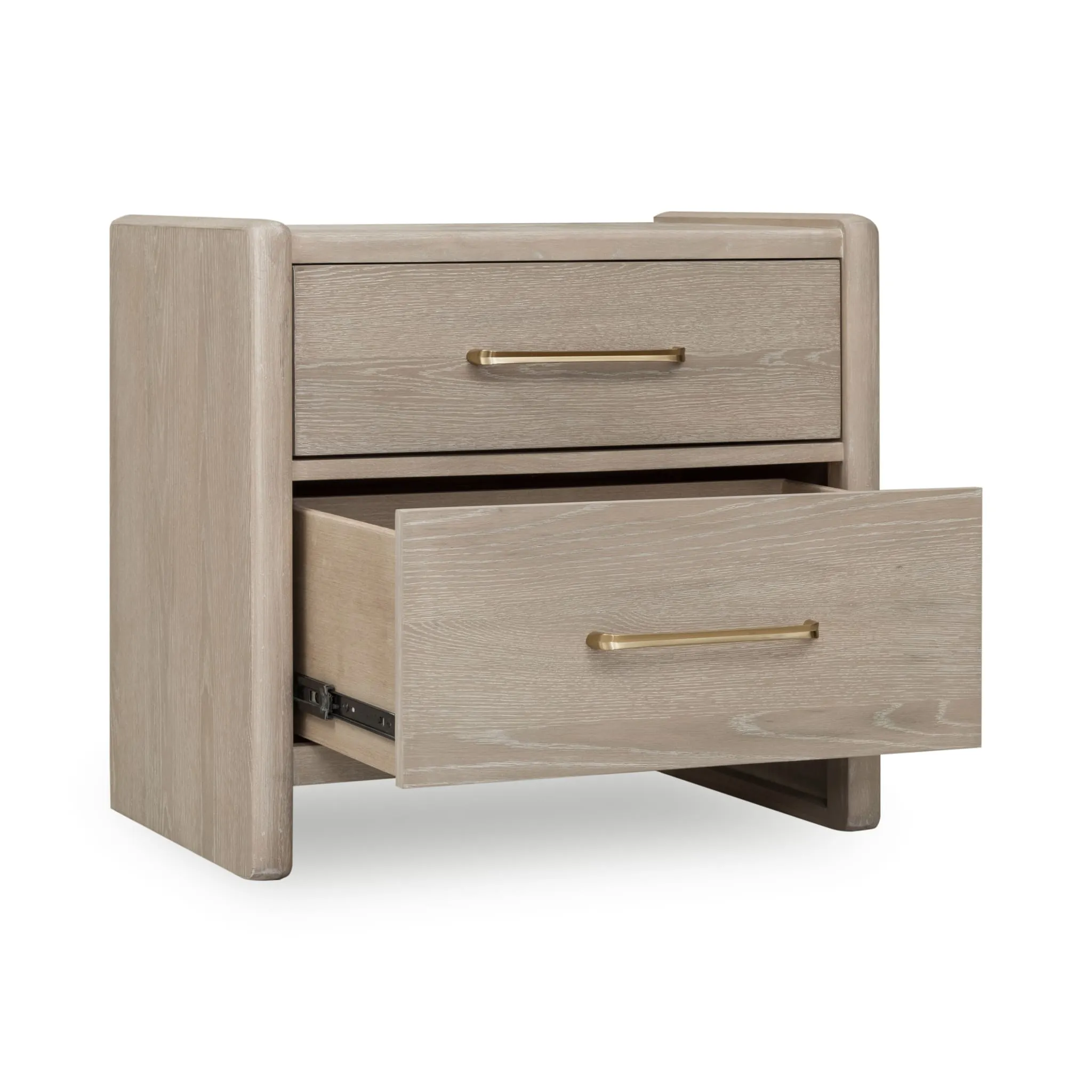 Gardenia 2 Drawer Oak Wood Nightstand in Chai