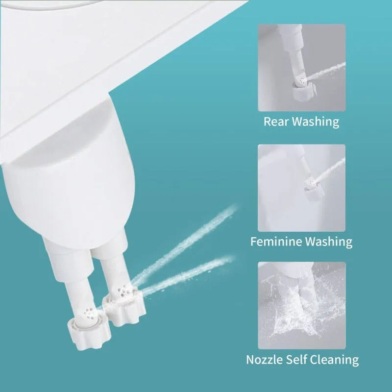 Giving Tree Non-Electric Bidet Toilet Attachment Self Cleaning Dual Nozzle Sprays Hot & Cold Water