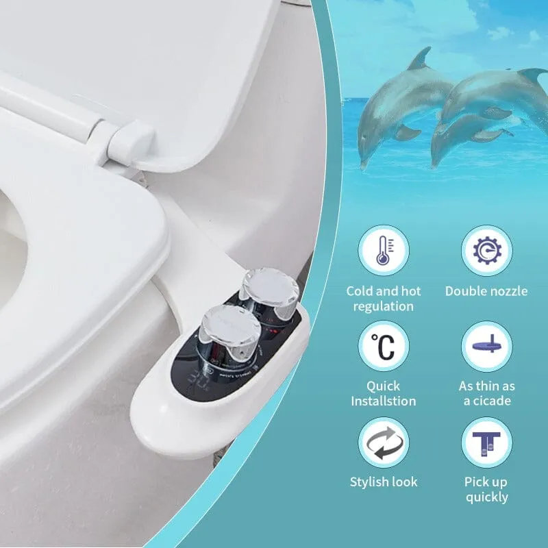 Giving Tree Non-Electric Bidet Toilet Attachment Self Cleaning Dual Nozzle Sprays Hot & Cold Water