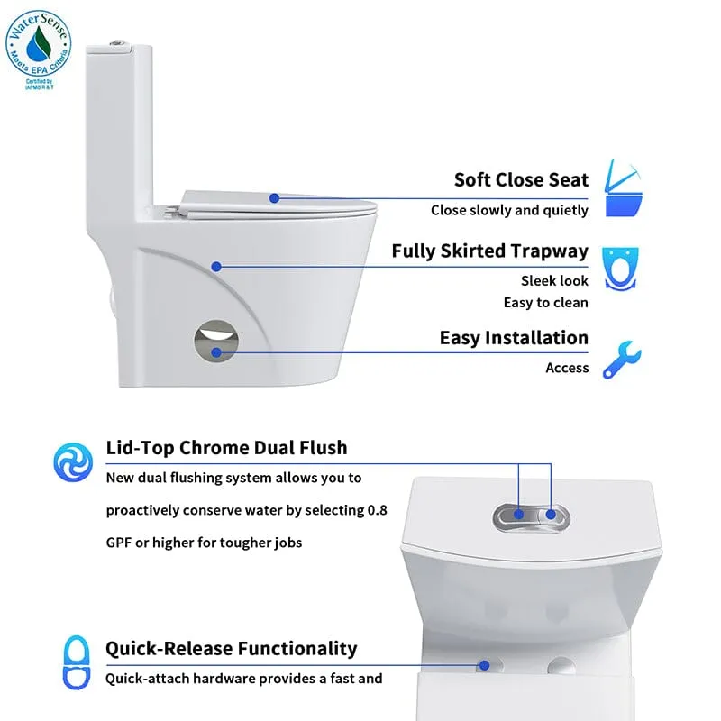 Giving Tree One Piece 1.1GPF/1.6 GPF Dual Flush Elongated Toilet