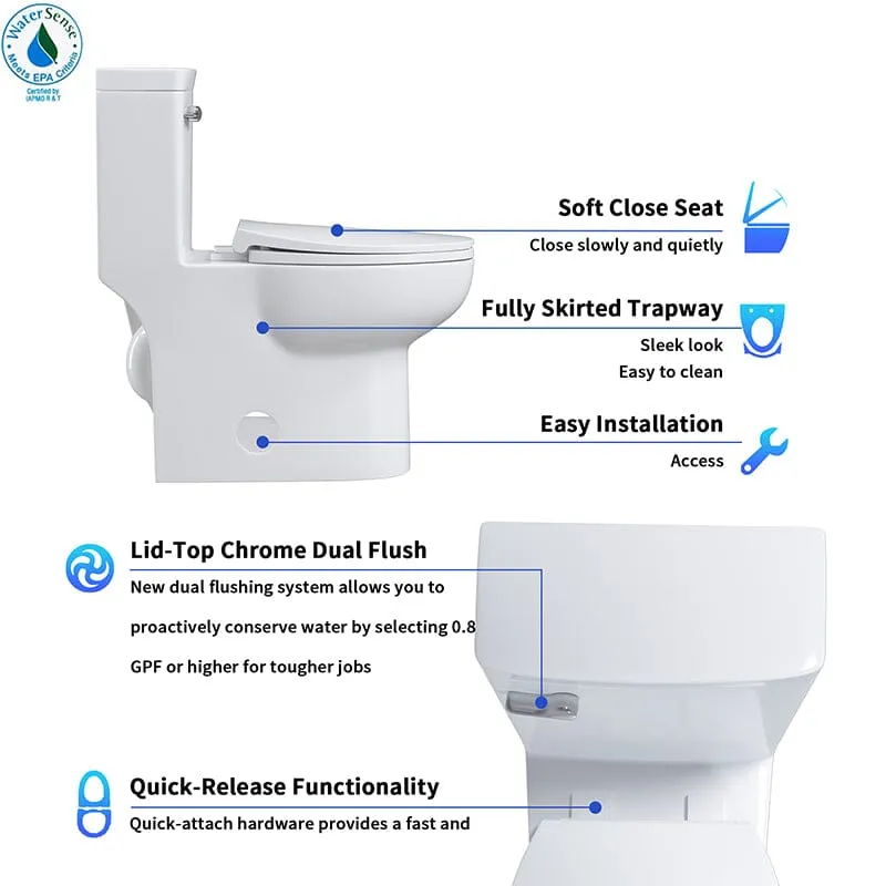 Giving Tree One-Piece Elongated Toilet Siphon Jet 1.28GPF Flushing with Bidet Sprayer