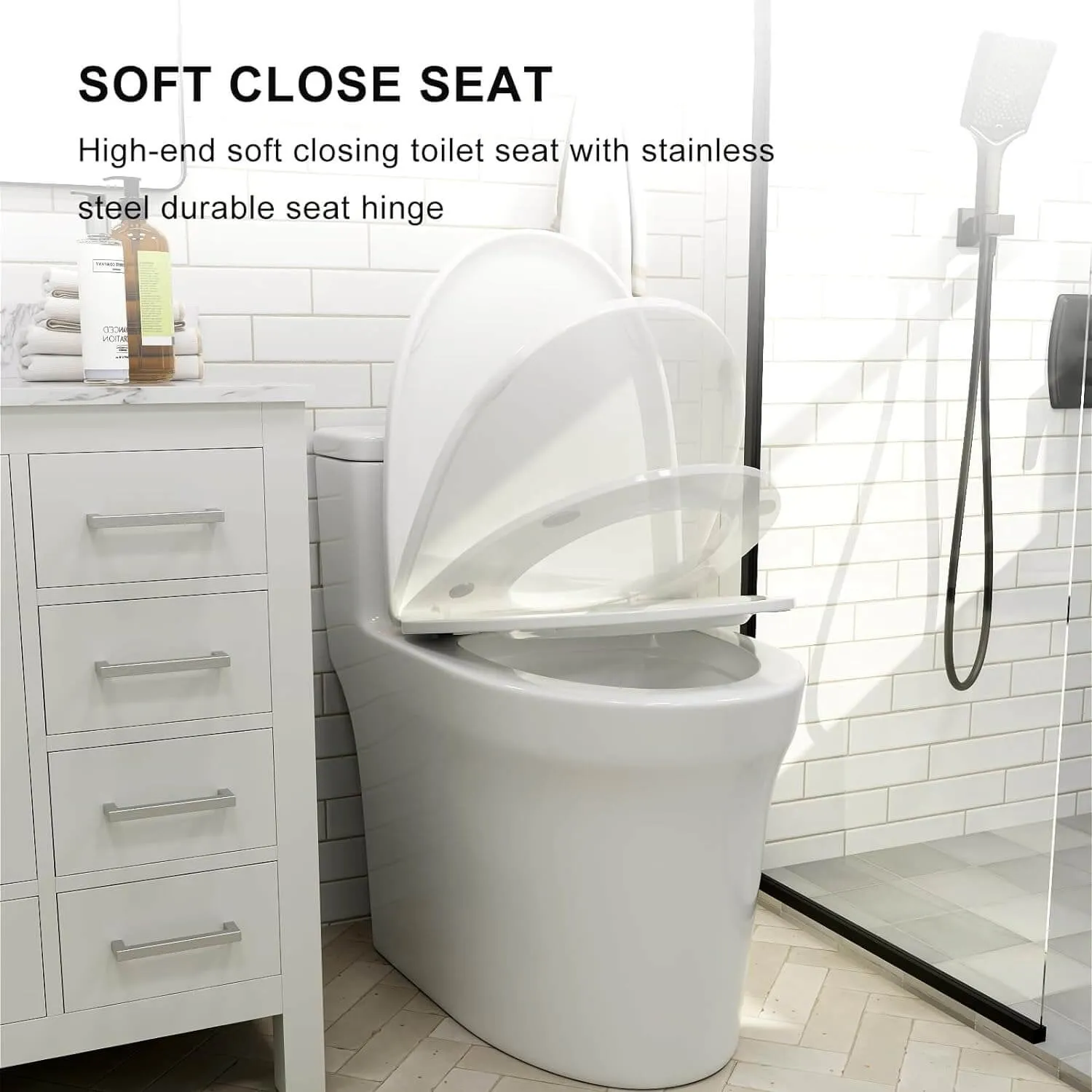 GIVINGTREE Modern Elongated 17.7'' Seat Height One-Piece Toilet with 1.1GPF/1.6 GPF Dual Flushing