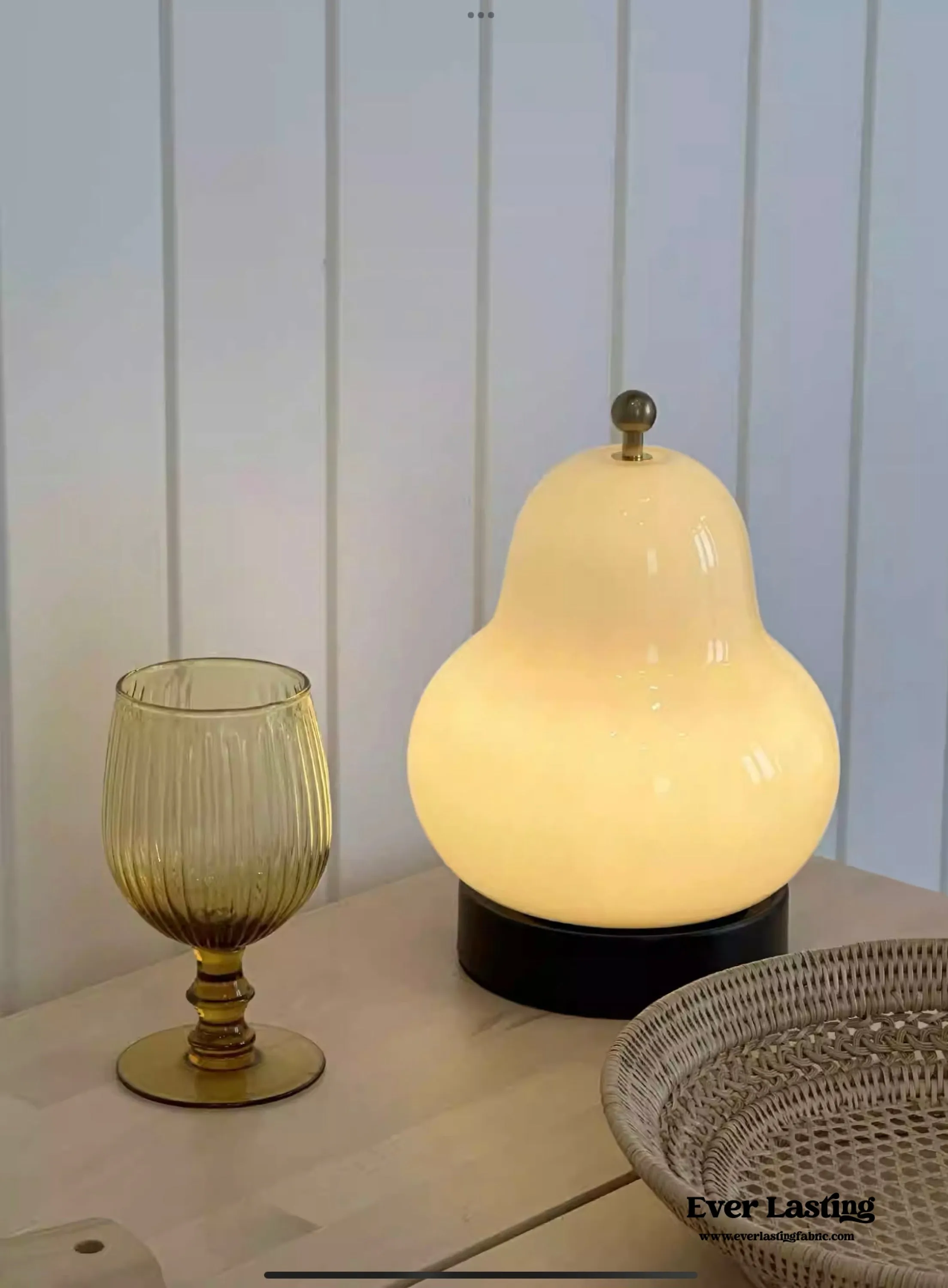 Glass Pear Touch Lamp / Cream