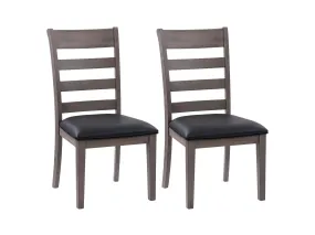 Grey Wood Dining Chairs, Set of 2