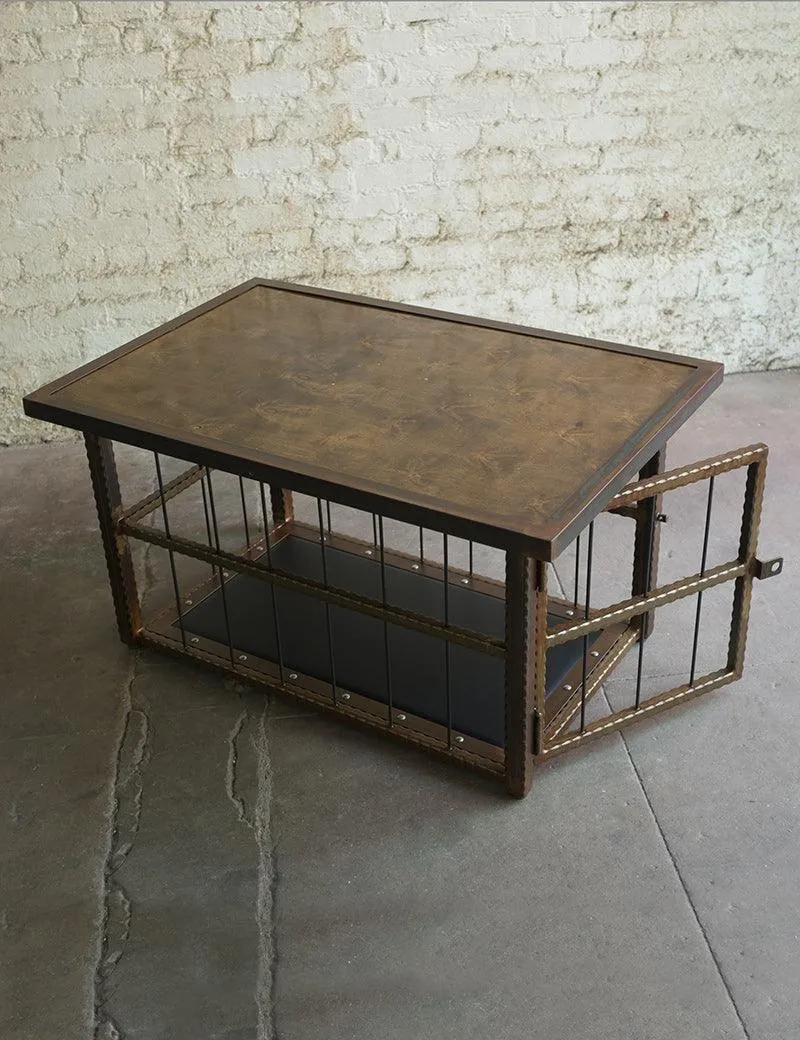 Hammered Steel Coffee Table/ Cage