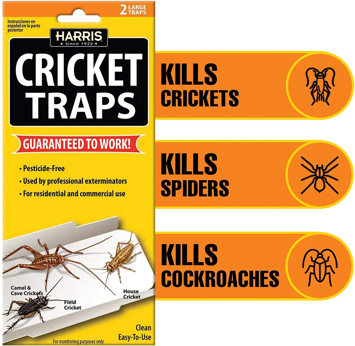 Harris Cricket Glue Traps, (2-Pack, 4 Traps Total)