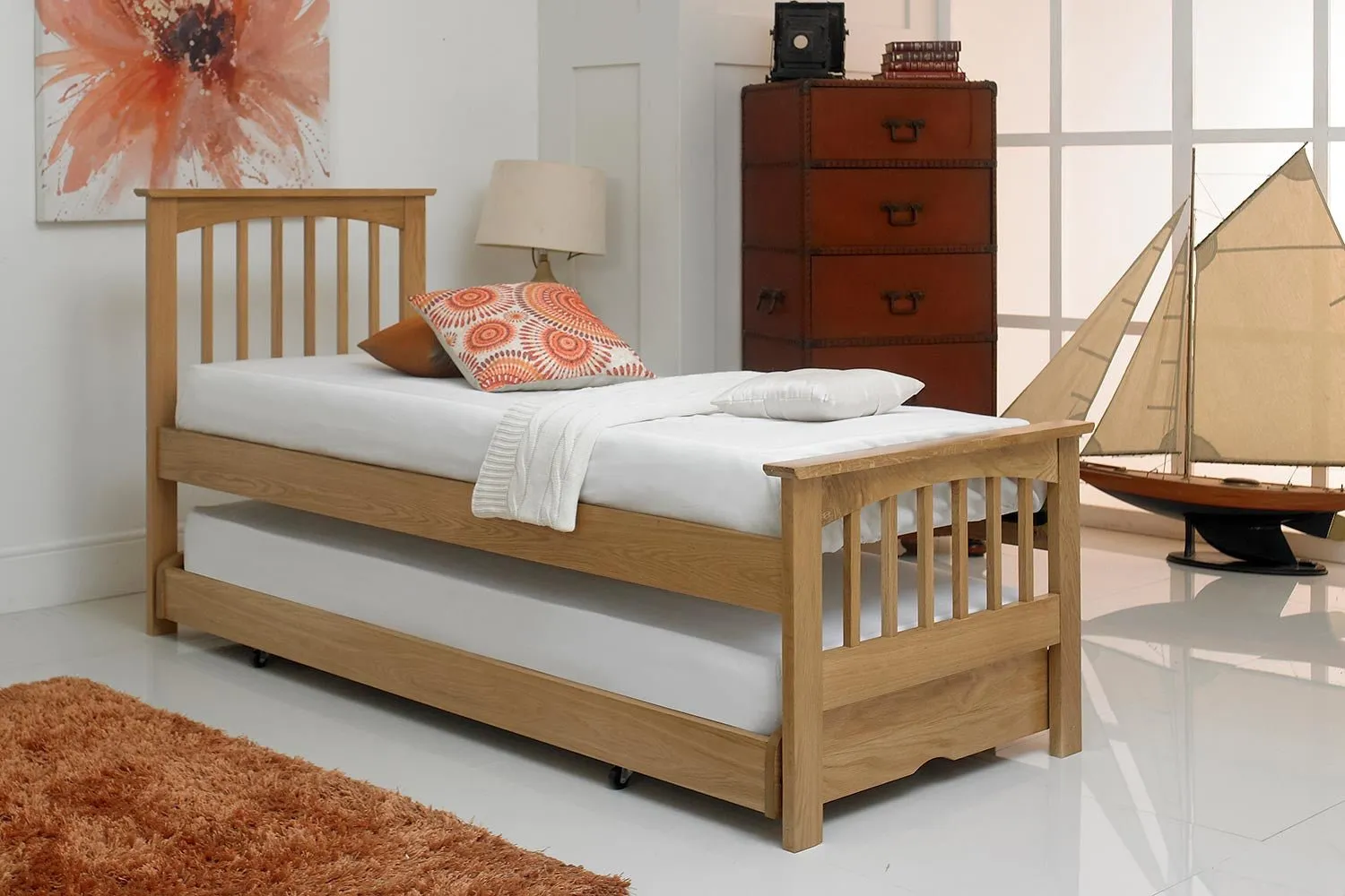 Heywood Solid Natural Oak Guest Bed - 2ft6 Small Single