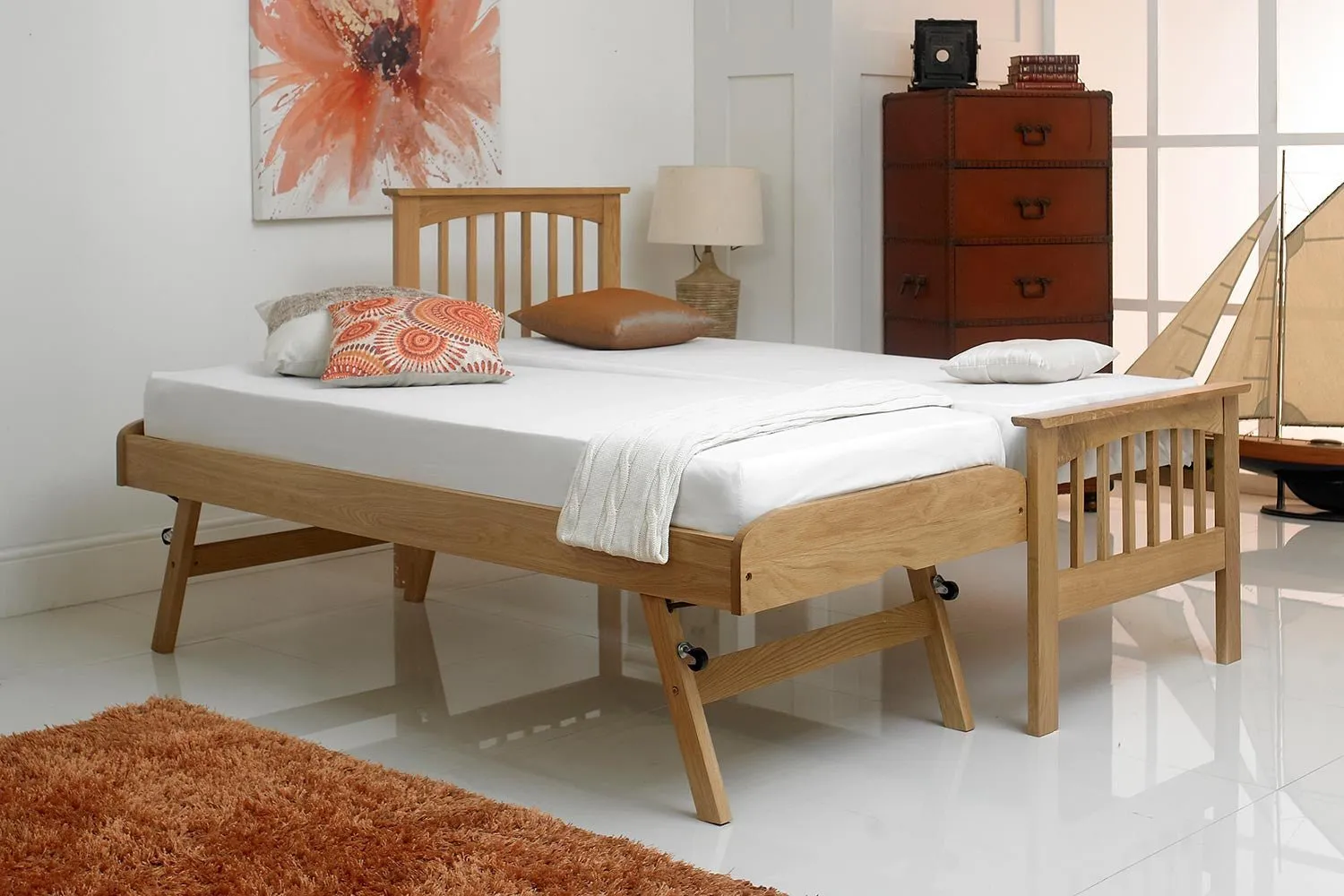 Heywood Solid Natural Oak Guest Bed - 2ft6 Small Single