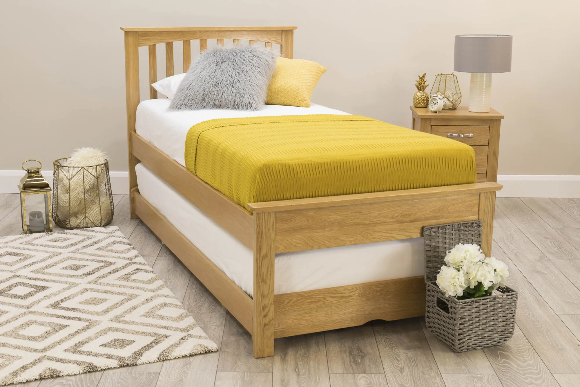 Heywood Solid Natural Oak Guest Bed (Low Foot End) - 3ft Single - B GRADE