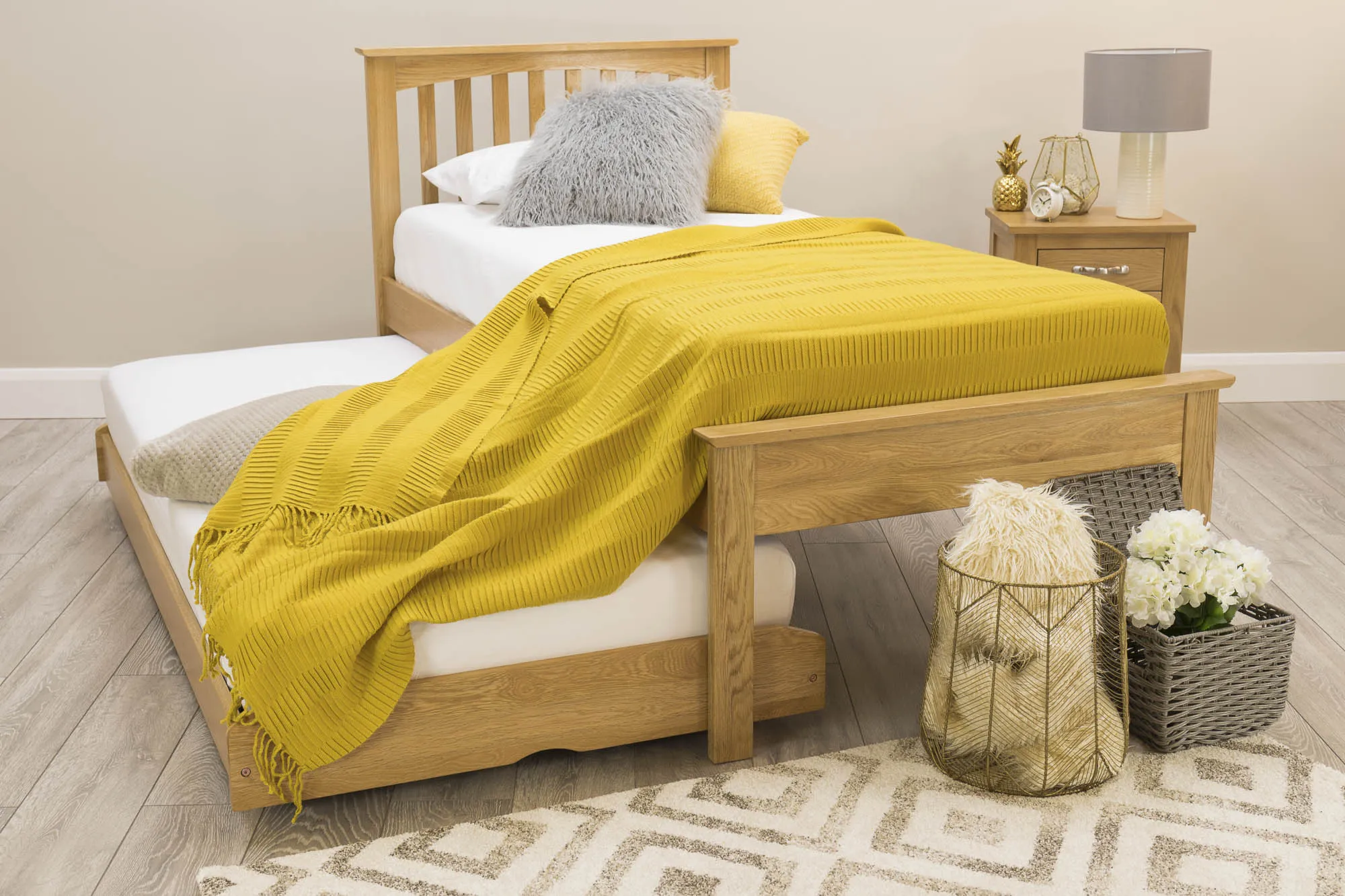 Heywood Solid Natural Oak Guest Bed (Low Foot End) - 3ft Single - B GRADE